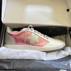 Brand New Shu Shop PAZ metallic pink and silver size 8.5